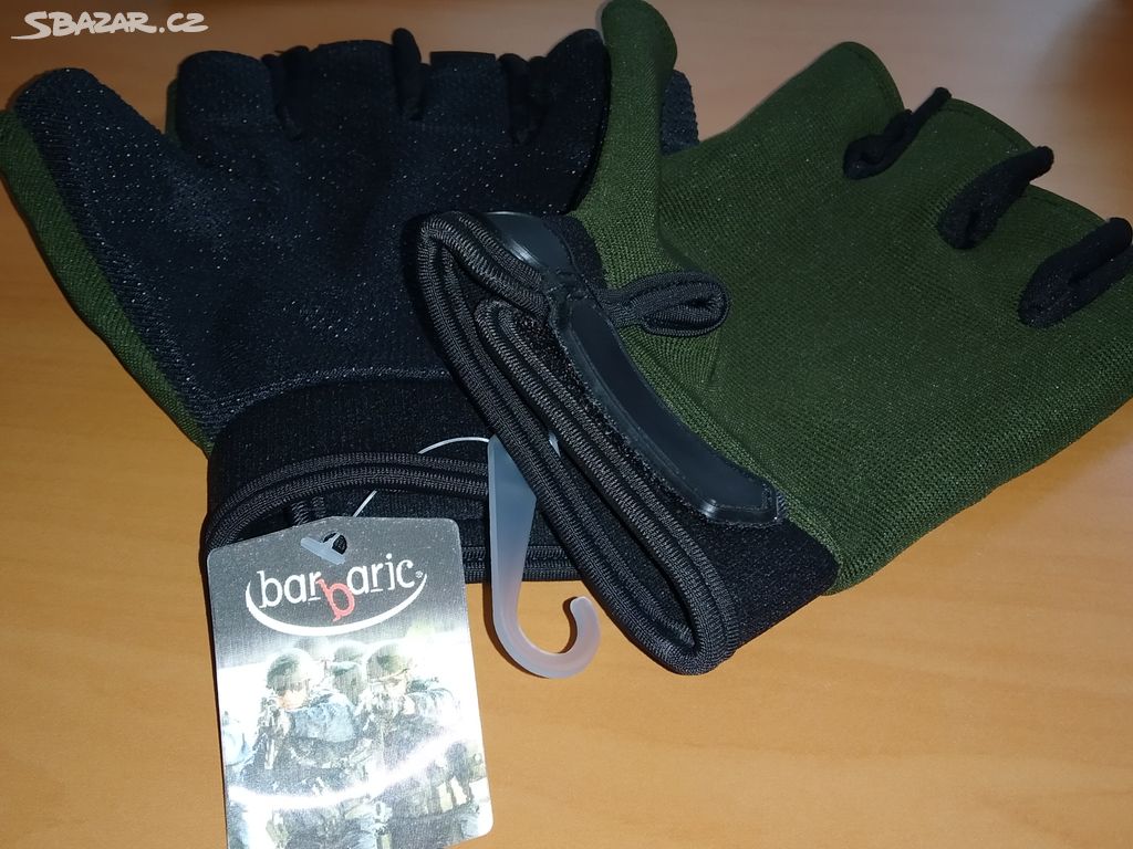 Ochranné, taktické rukavice zelené, bezprsté