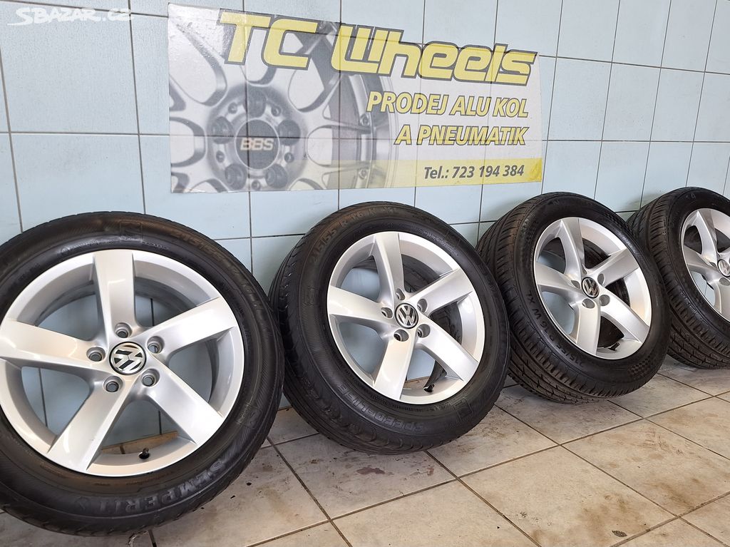 Alu kola R16 5x112 VW + letní pneu 205/55/16