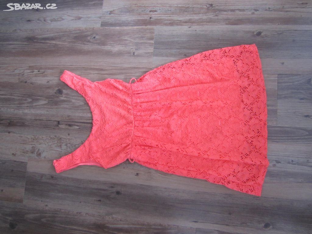 Šaty z růžové krajky, S/M, pružný pas, Itálie