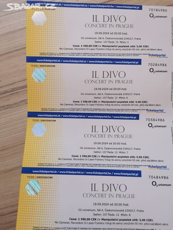 IL DIVO Concert in Prague 19.9.2024 4 vstupenky