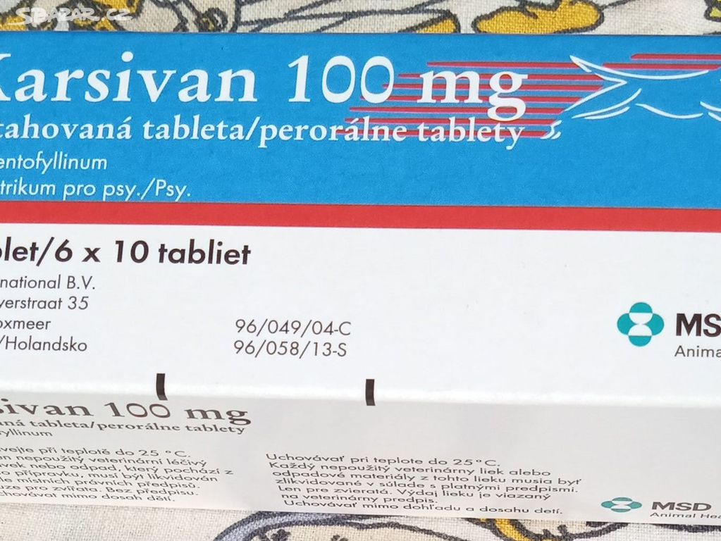 Karsivan 100 mg 51 tabl.Prodám geriatrikum pro psy