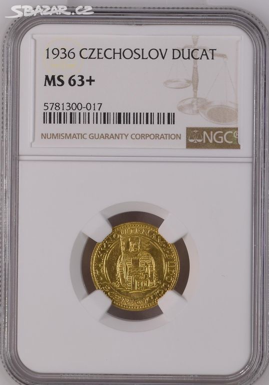 SVATOVÁCLAVSKÝ 1 DUKÁT 1936 - NGC - MS63+ VZÁCNÝ