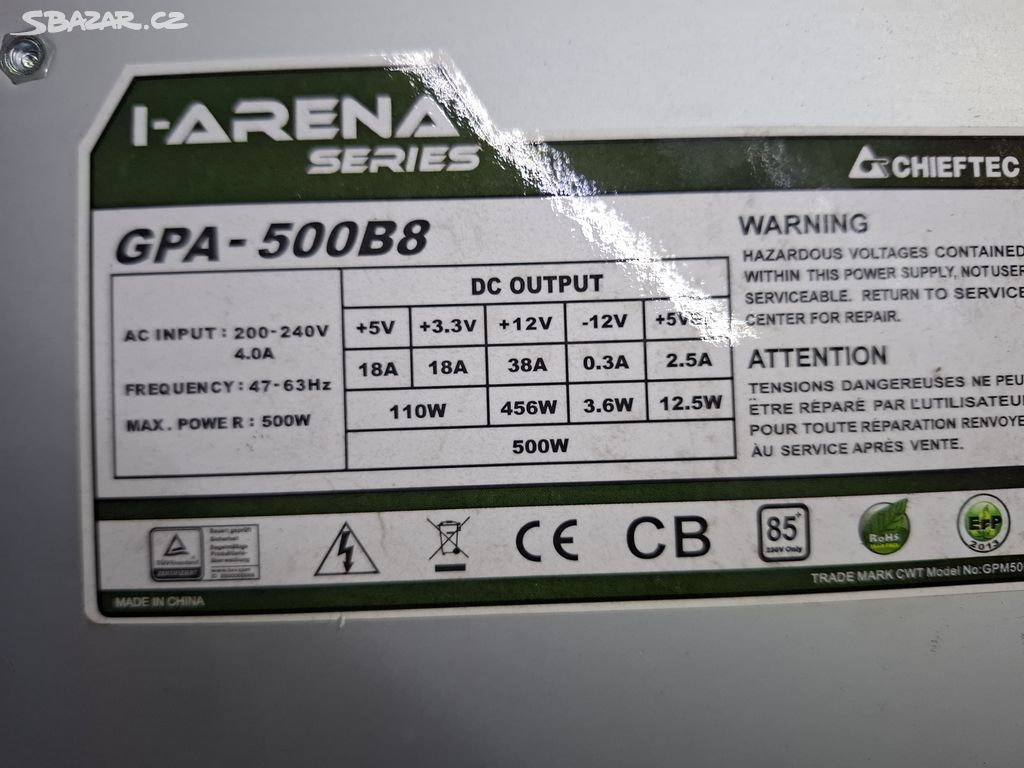 Pc zdroj gpa-500b8 500W