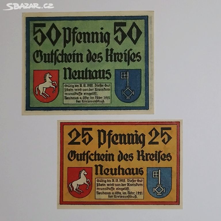 1S. Německo 1921, nouzovky, město Neuhaus a.Oste