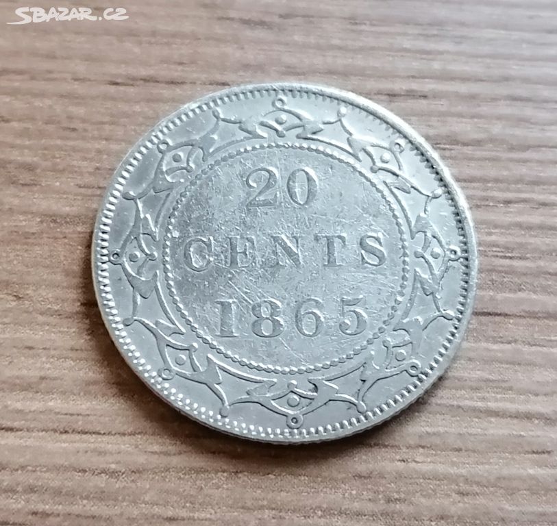 Stříbro Kanada 20 Cents 1865 mince Newfoundland