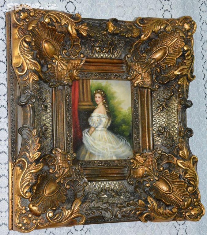 Zámecký obraz - Princezna - olej na desce