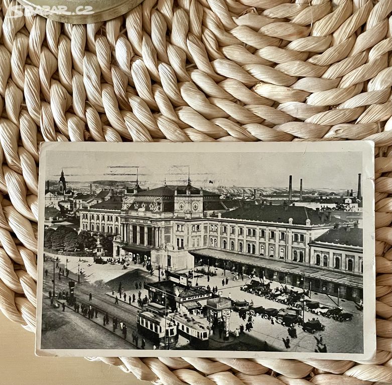 Stará pohlednice 1933 Brno, nádraží