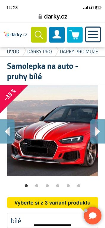 Samolepka na kapotu auta