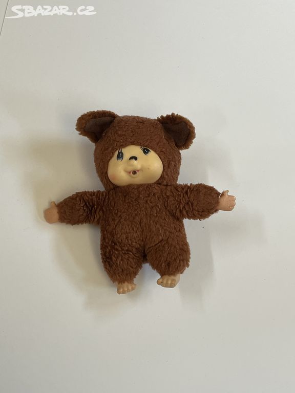 Retro hračka-plyšák - Monchhichi/Mončičák - hnědý