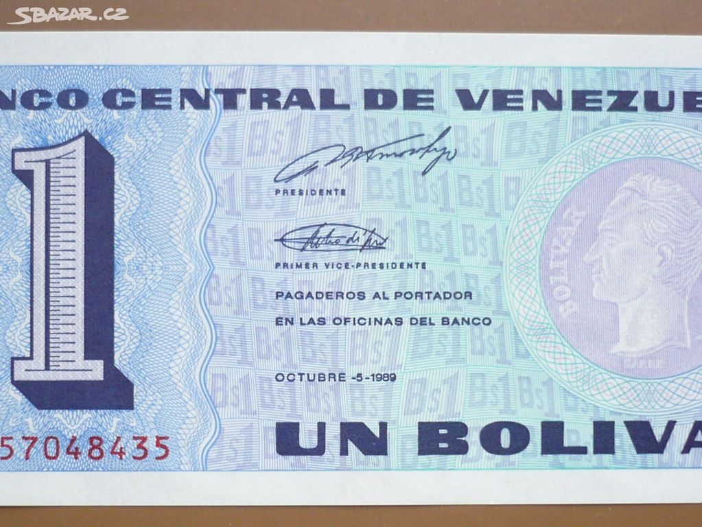 Bankovka, Venezuela, 1 bolivar ročník 1989