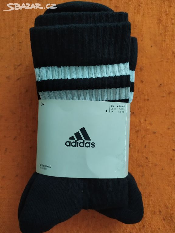 3 x Bavlněné nové pružné ponožky Adidas ve.43/45