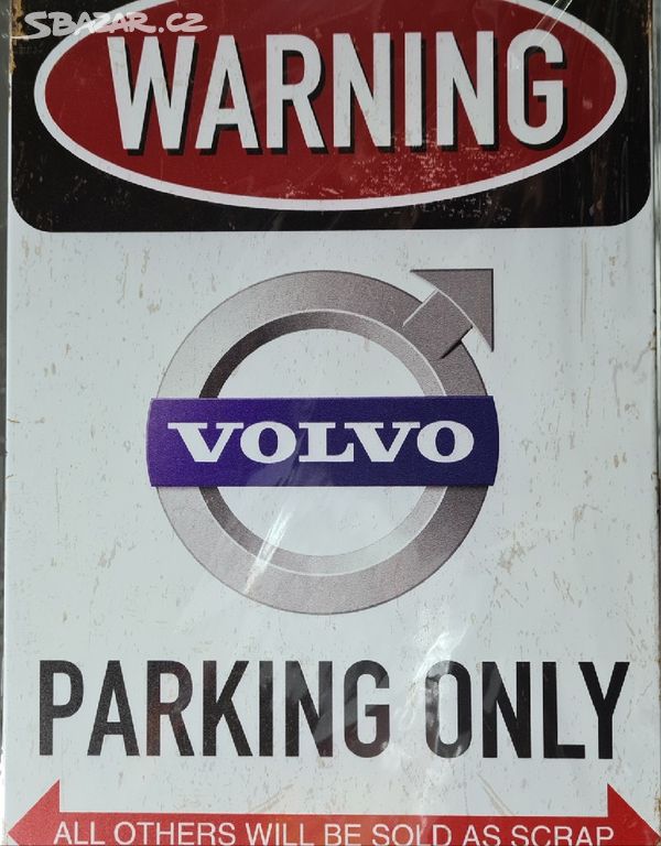 Plechová cedule WARNING VOLVO