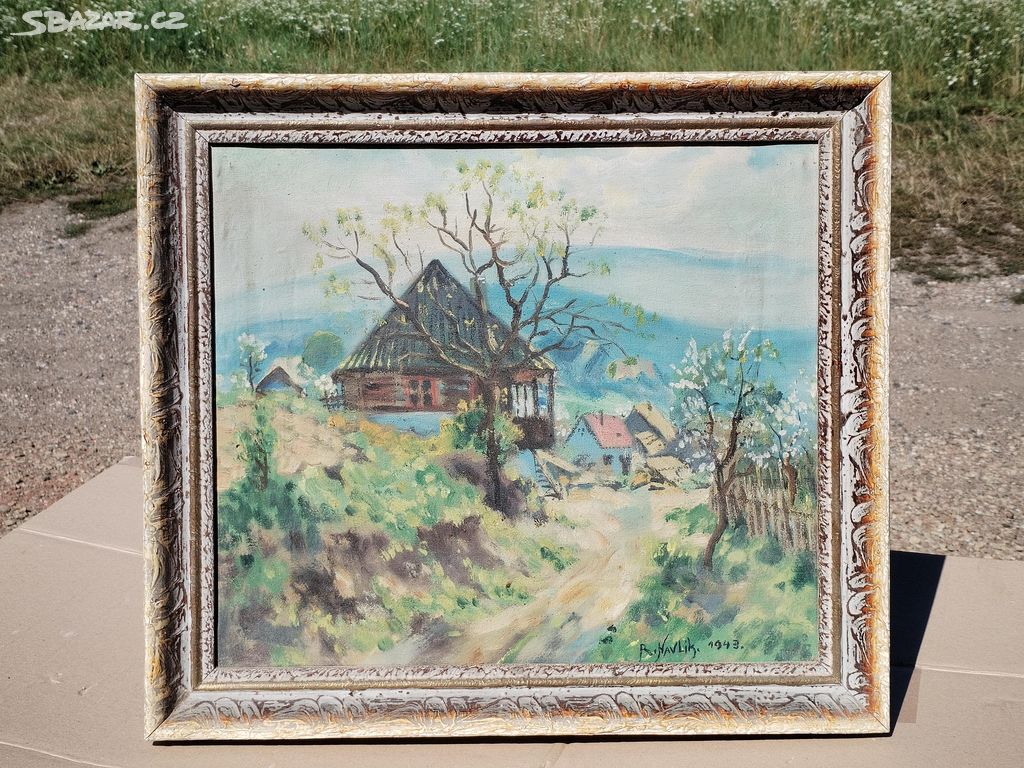 MALOVANÝ OBRAZ : SIGNOVANÝ - 53 x 47 cm