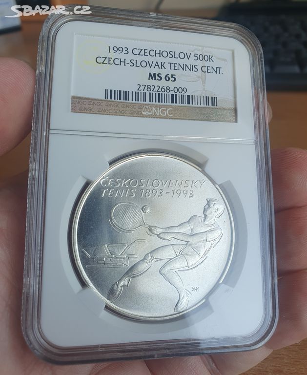 500 Koruna 1993 Tenis NGC MS 65 Top stav !!