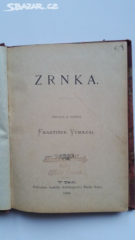 Vymazal Zrnka 1896 Citaty Rceni Prislovi Praha Sbazar Cz