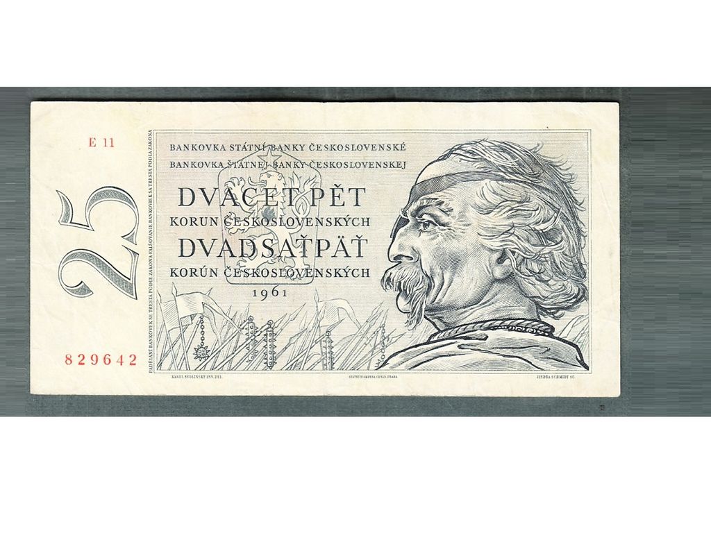 Staré bankovky 25 kčs 1961 VZÁCNÁ serie E !!!