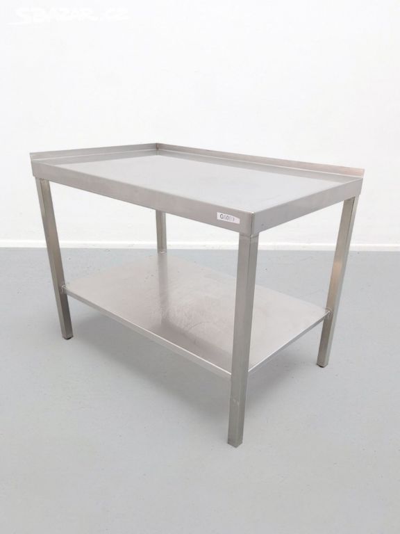 Nerezový stůl s policí 111x70x85 cm