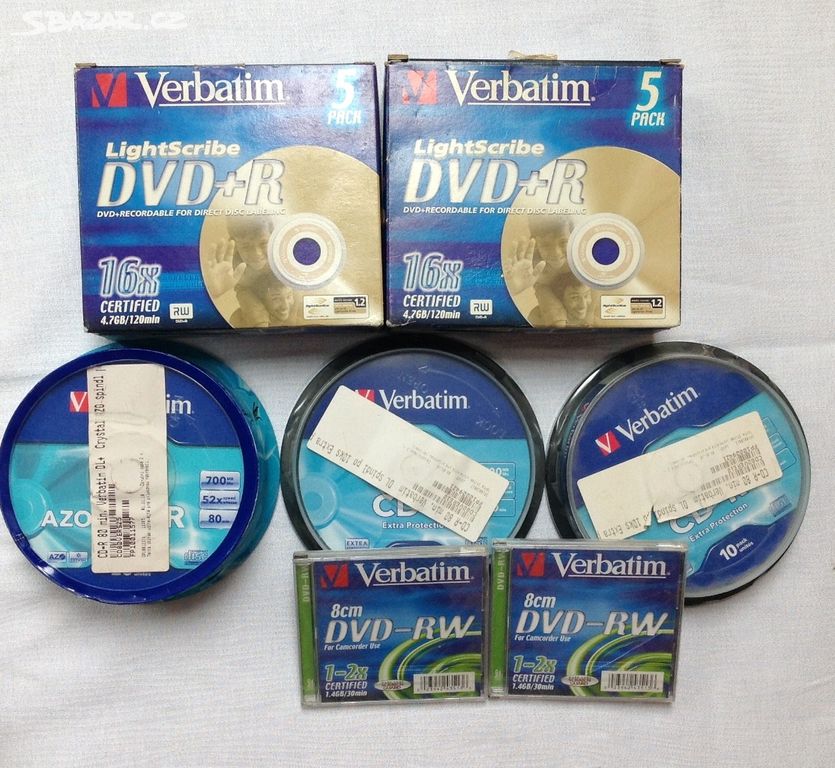 VERBATIM DVD, CD-R. + OBALY ZDARMA. VŠE NOVÉ