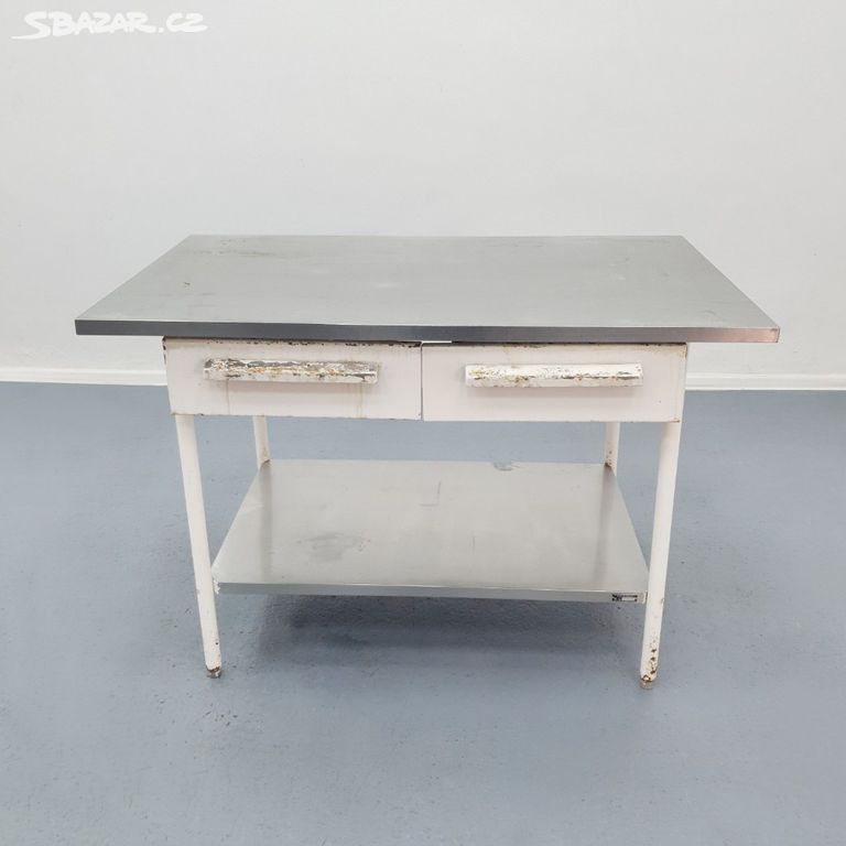 Pracovní stůl s nerezovou deskou 126x75x85 cm - 2x