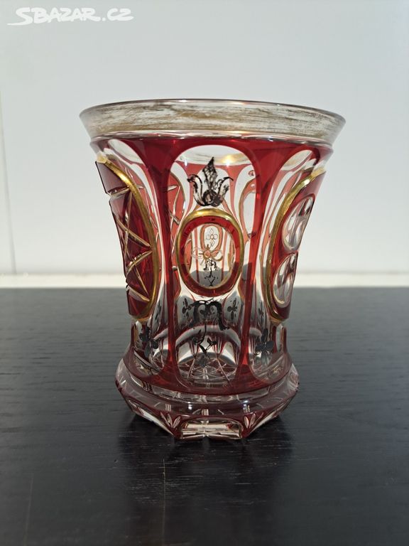 Starožitný pohár sklenice Biedermeier 19 st. 7268