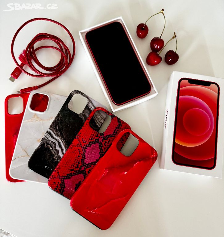 Iphone 12 mini červený s příslušenstvím, 128 GB