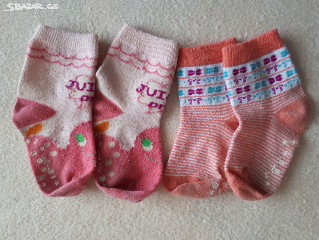 2x dětské lososové ponožky, ponožtičky, vel.19-22