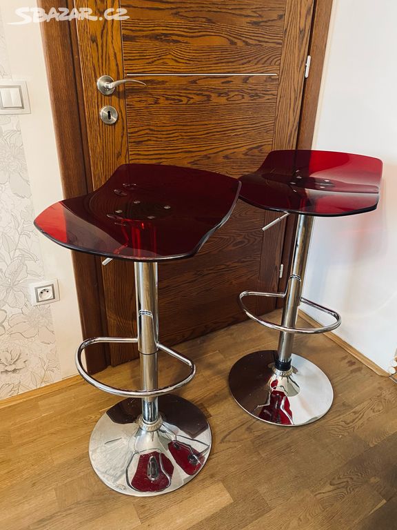 Červeno stříbrné - Barové židle