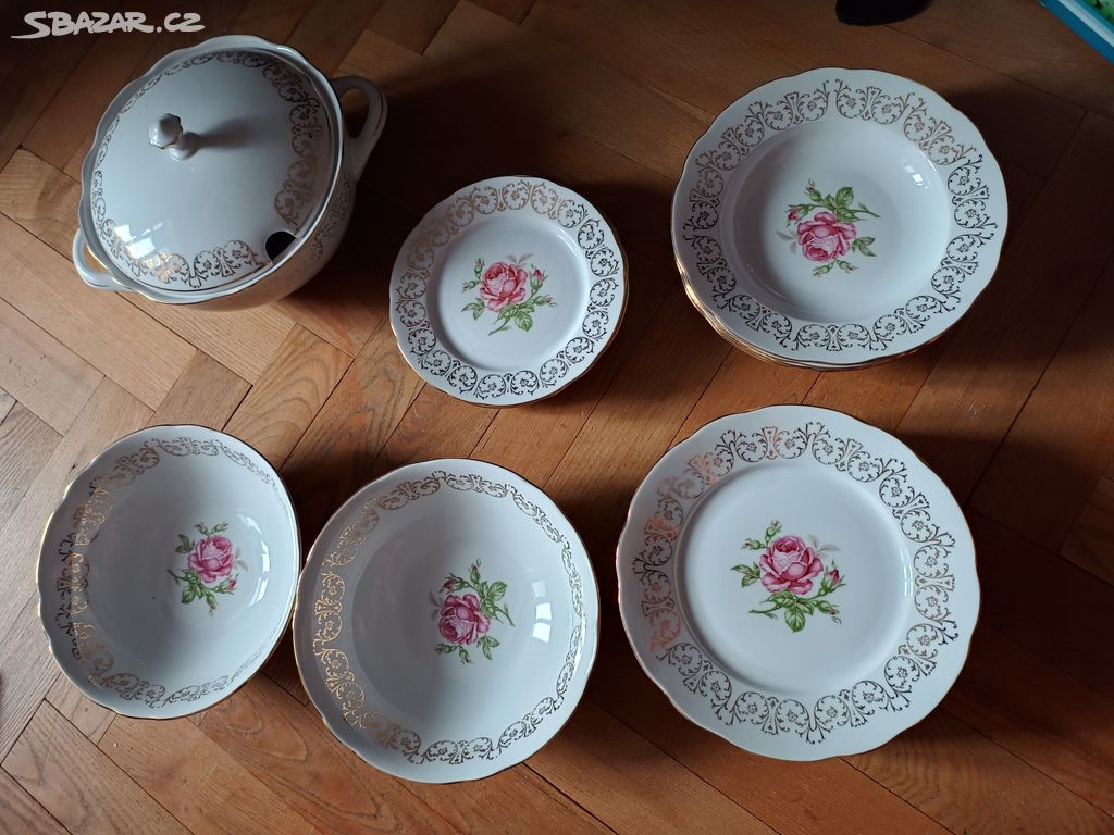 Porcelánová zlacená sada Tereza Czechoslovakia