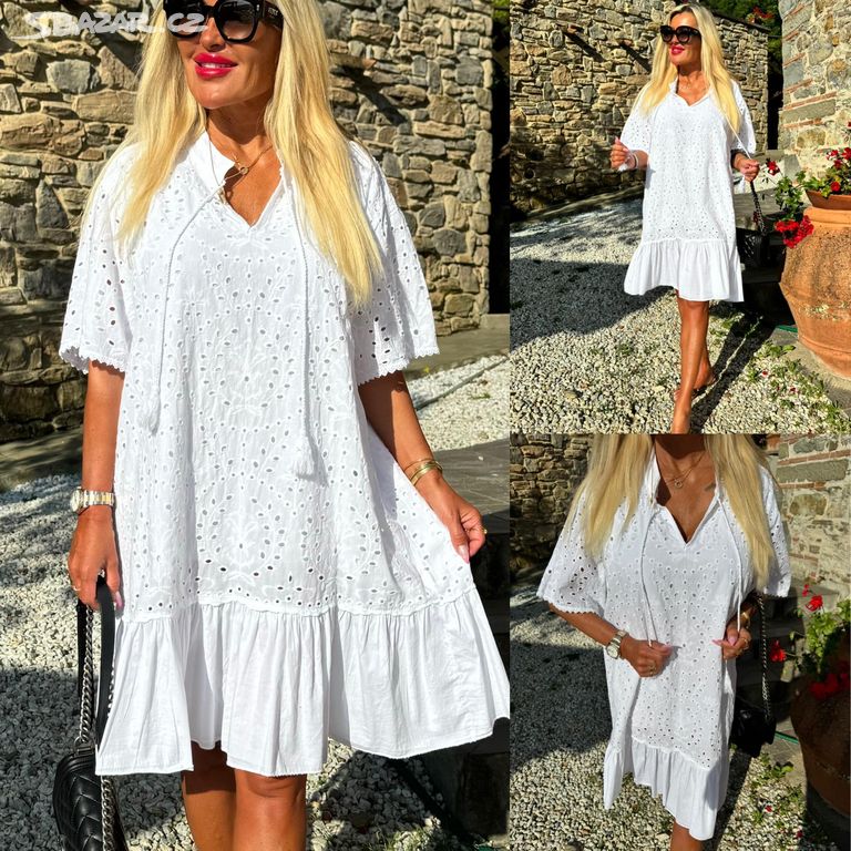 Madeira dámské bavlněné letní šaty Elis bílá barva