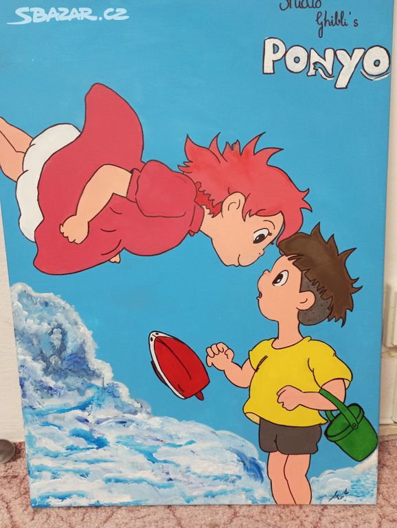 Ghibli ponyo ručně malovaný obraz pohadka