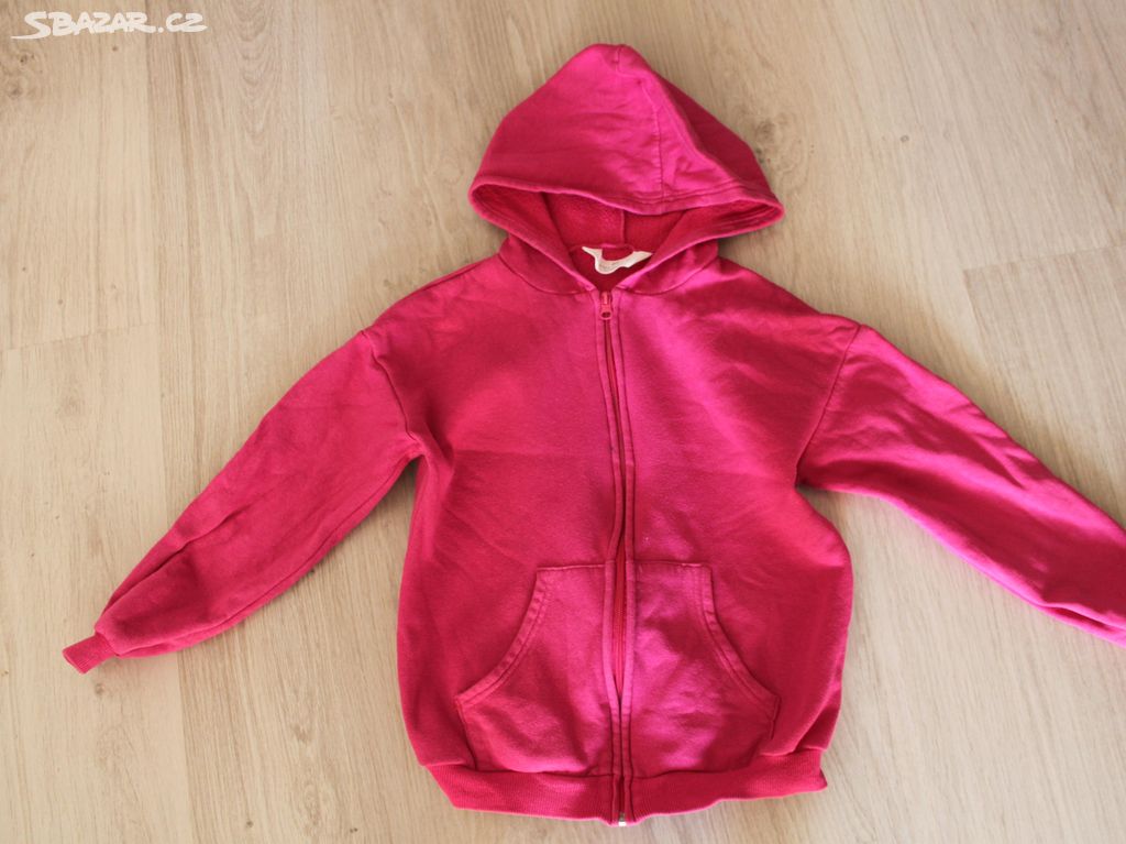 Dětská růžová mikina H&M na zip - vel. 134/140