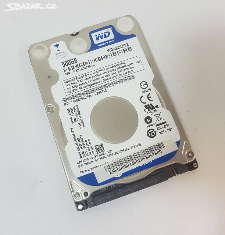 Harddisk 2,5" 500GB WD Blue WD5000LPVX SATA III