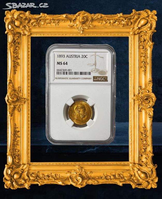 20 Koruna 1893, František Josef I. NGC - MS 64