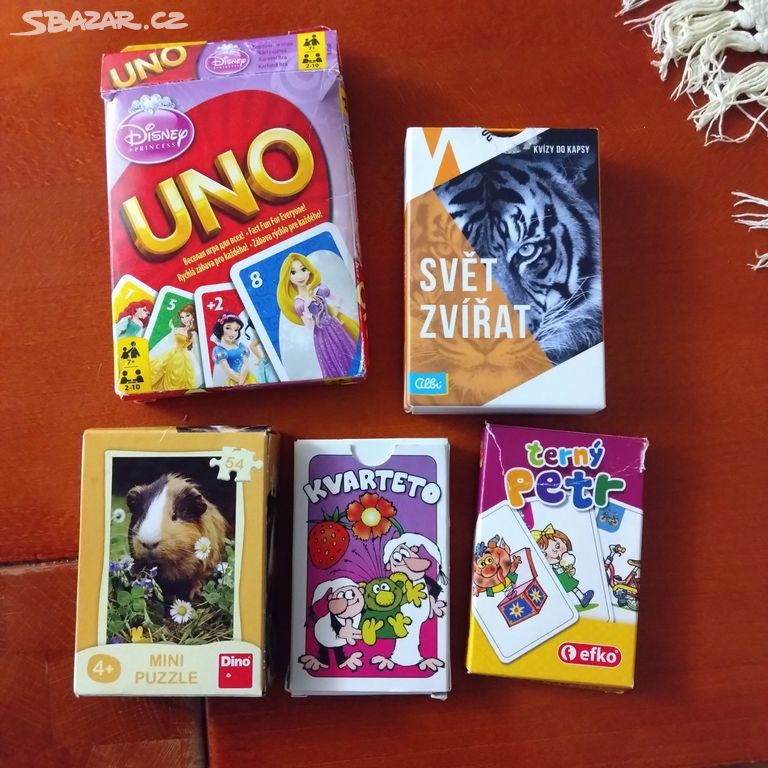 Uno, černý Petr, kvarteto, puzzle, kvízy