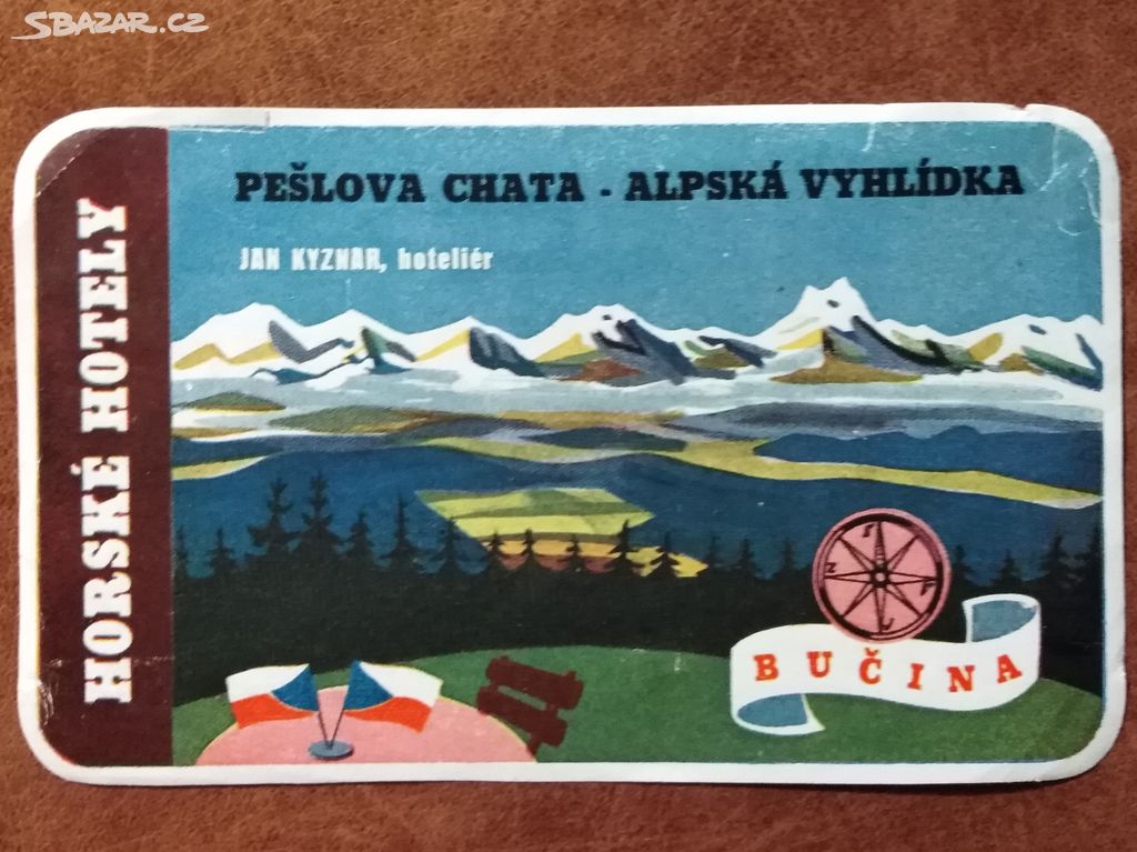 RETRO NÁLEPKA NA KUFR - PEŠLOVA CHATA - BUČINA