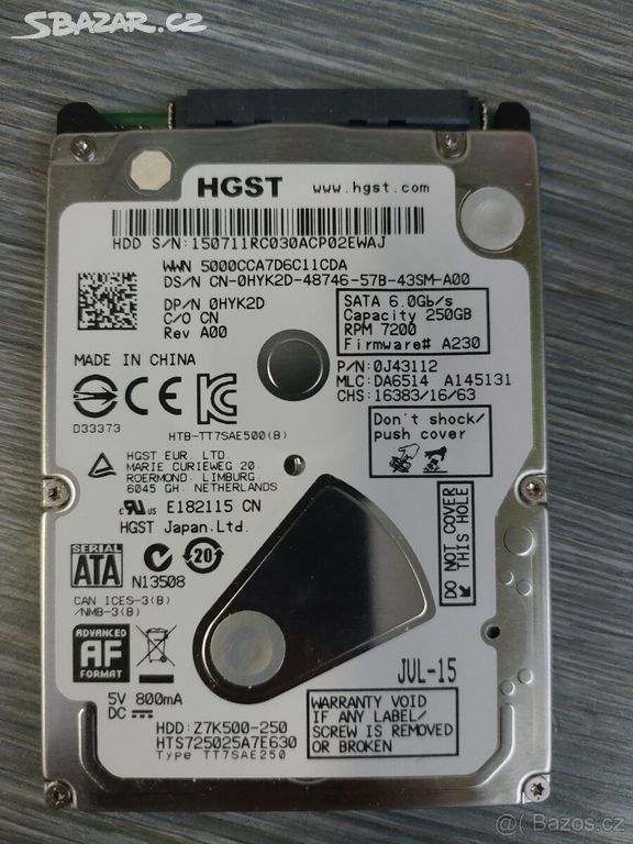 250GB HDD 2,5" HGST SATA