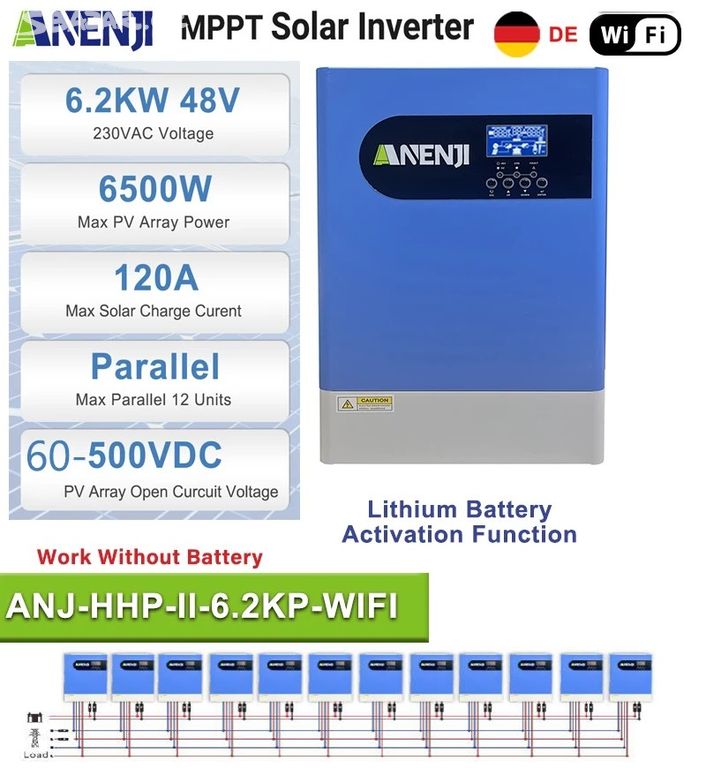 WIFI 6500W Měnič Solární střídač invertor MPPT TOP