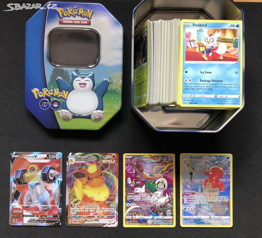 Pokémon karty. 320ks + Snorlax Box.