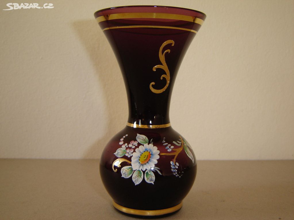 Váza malované sklo - výška 15 cm