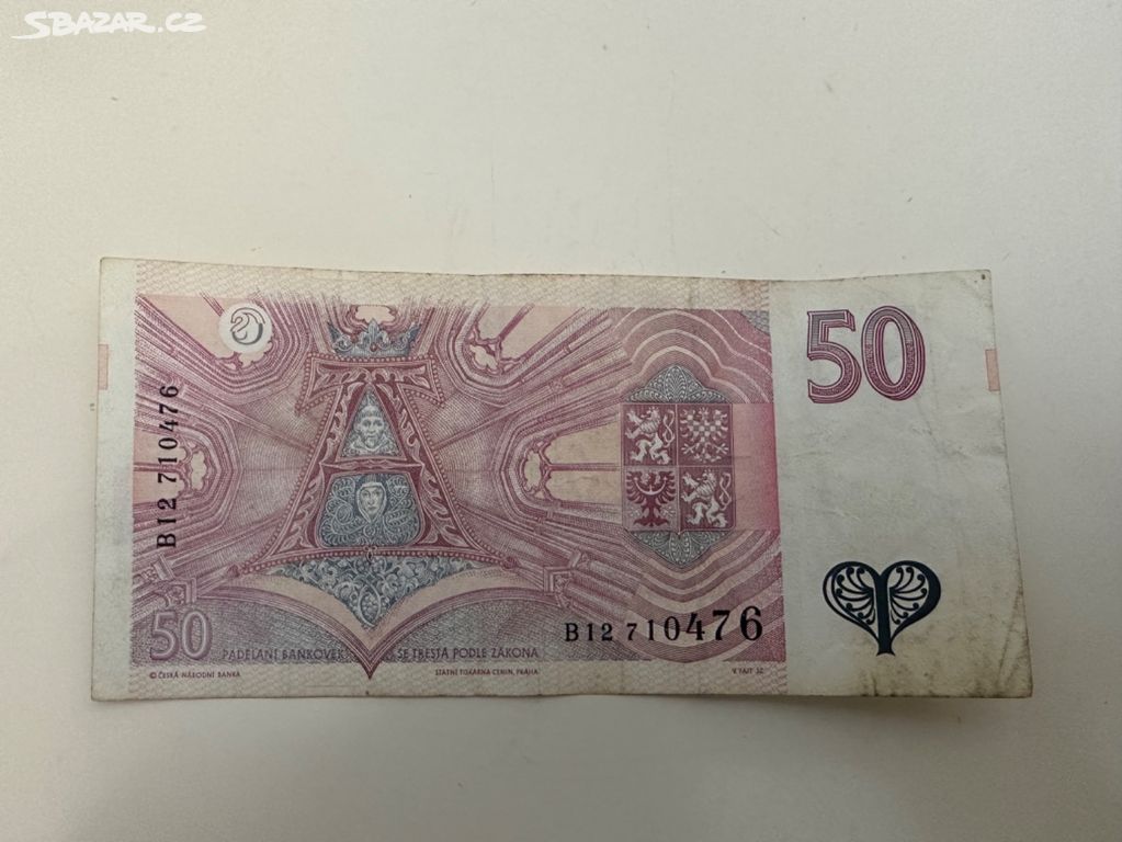 Bankovka Česko - 50 Kč 1994 - série B - vzácná