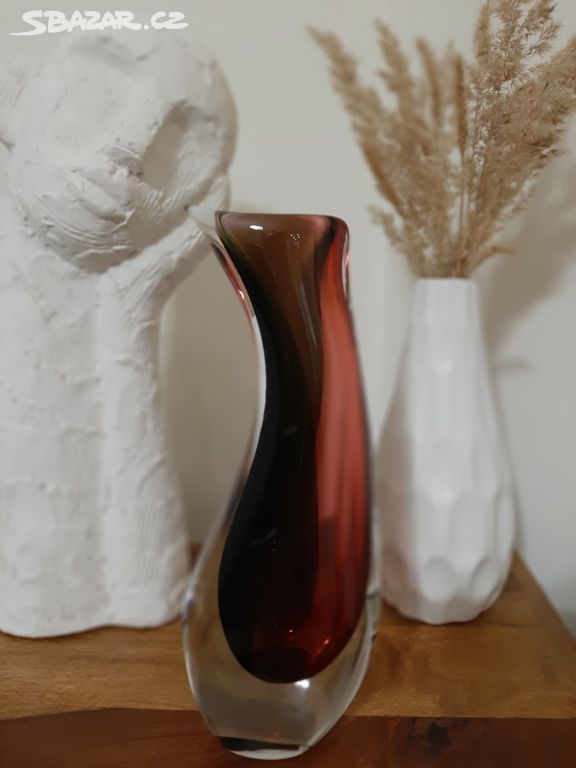 Rubínová váza z hutního skla - Art Glass PRINC