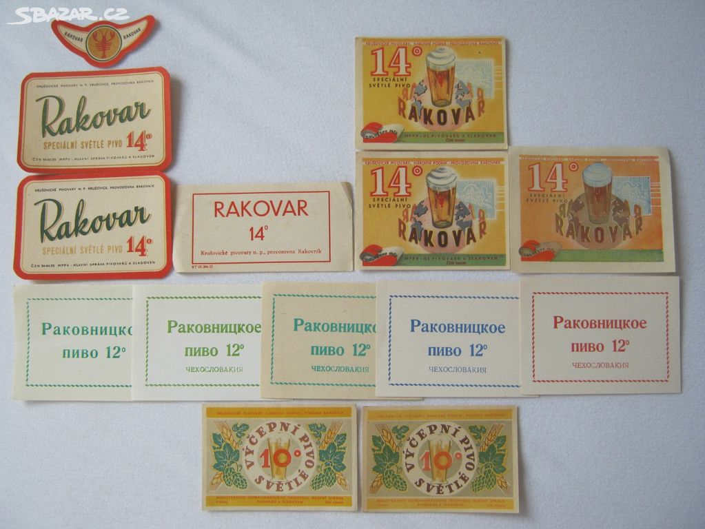 1945-2000 pivní etikety pivovar Rakovník 224ks