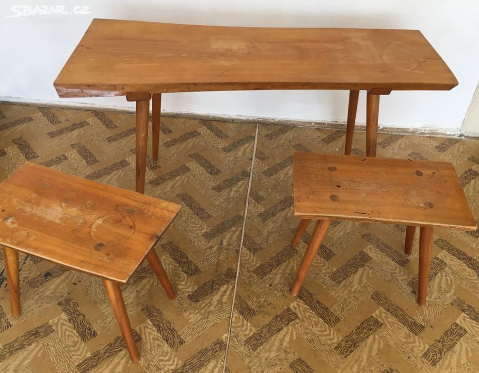 Retro stůl a židle z masivu
