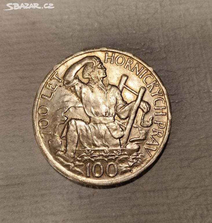 Stříbrná mince 100 Kč 700 let hornických práv 1949