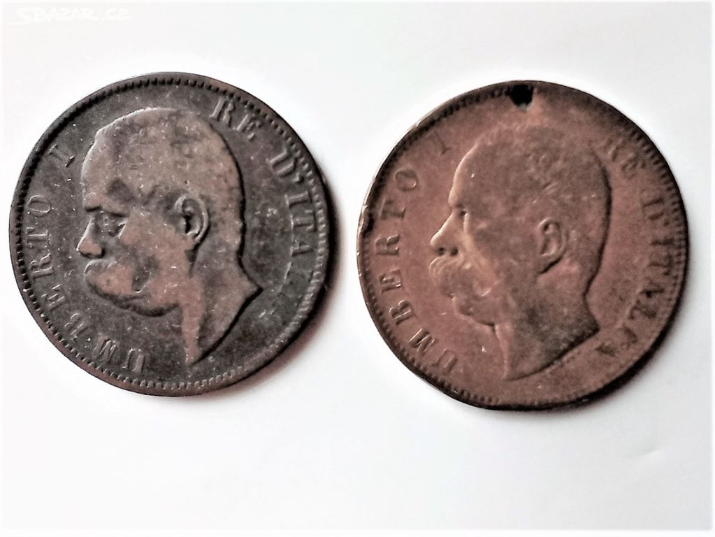 Italské mince - 10 Centesimi 1893 a 1894,