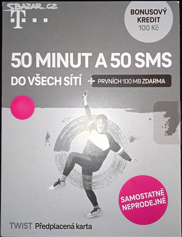 SIM karta T-Mobile 50 min + 50 SMS + data + 100 Kč