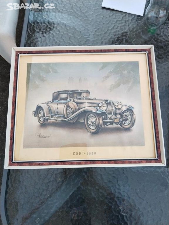 OBRAZ AUTO VETERANA CORD 1930 ROZMĚR 40 na 33 cm