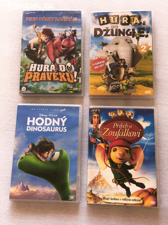 4 DVD pohádek Hodný dinosaurus, Hurá do džungle..