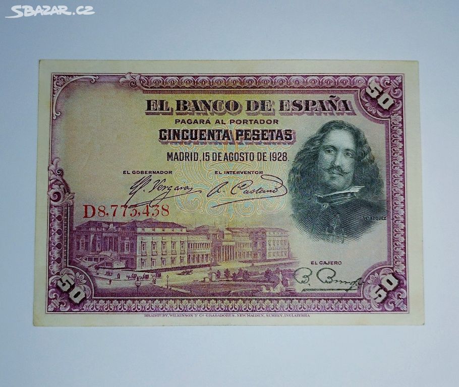 JC. Španělsko 50 pesetas bankovka, vzácná