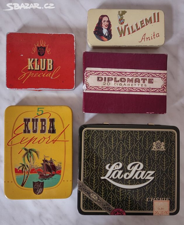Retro vintage plechové krabičky a papírová krabičk